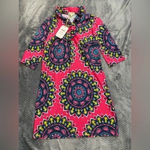 NWT Simply Southern Aly Pineapple Crab Ruffle 3/4 Sleeve Dress Small